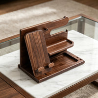 Bedside Organizer Tray Minimalist Wooden Phone Dock Versatile for Office
