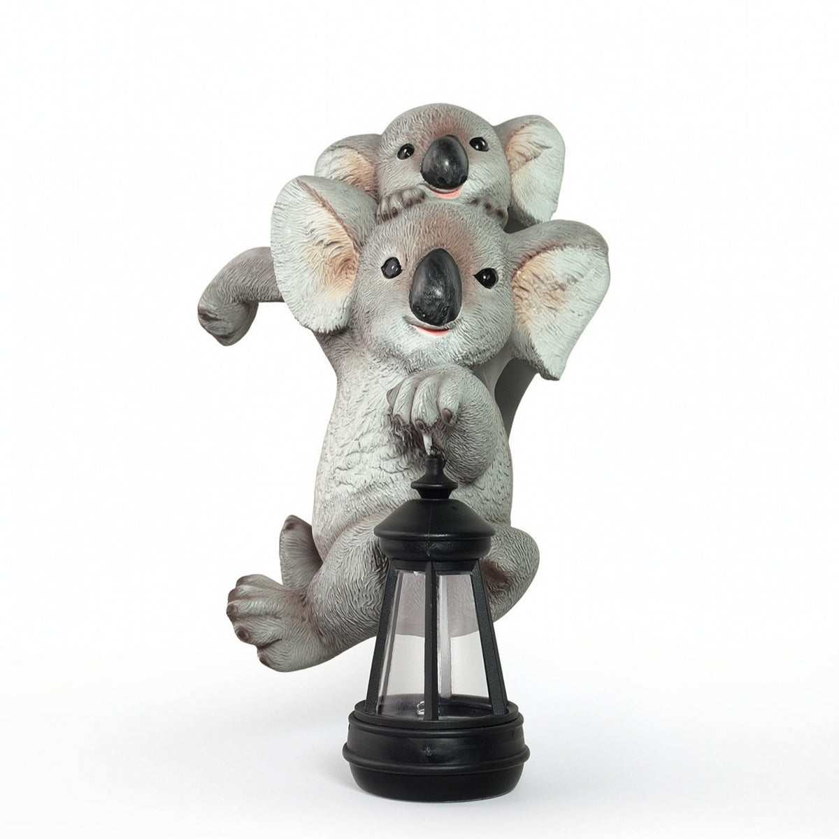 Koala Statue with Lantern Sturdy Koala Statue with Solar Lantern Textured