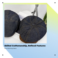 Unisex Octagonal Cap, Jean Newsboy, Street Style