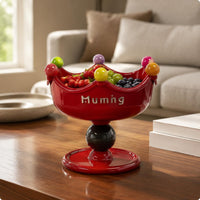 Pedestal Fruit Bowl Multicolor Crown-Fruit Bowl Glossy