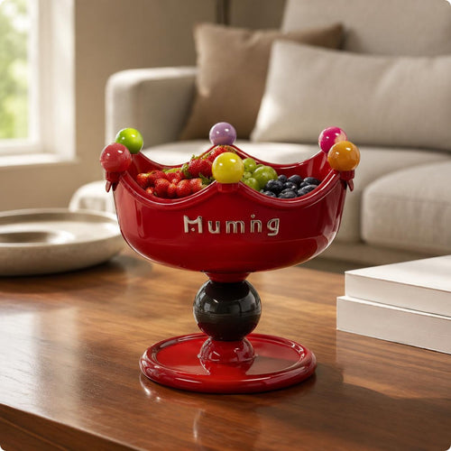 Pedestal Fruit Bowl Plastic Crown-Fruit Bowl Modern Design