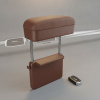 Leather-Like Car Center Armrest Storage Box Metal Support Rods Adjustable Armrest Storage Box Hard Shell Car Center Console Cover Easy to Install