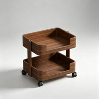 Wooden Side Table with Wheels Compact Rolling Side Table Sturdy for Living Room