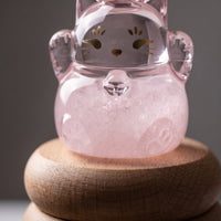 Cat Atmospheric Glass Tabletop Atmospheric Glass with Wooden Base Petite felineShaped Weather Bottle for Friends, Desk, Office, Bedside Table