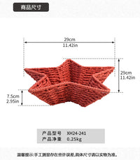 Handmade Rope Woven Star Storage Basket Tray for Coffee Table, Living Room, Dining Table