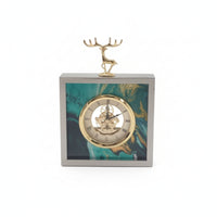 Clock with Deer Figurine Decorative Analog Clock with Roman Numerals Modern Timepiece for Bedroom