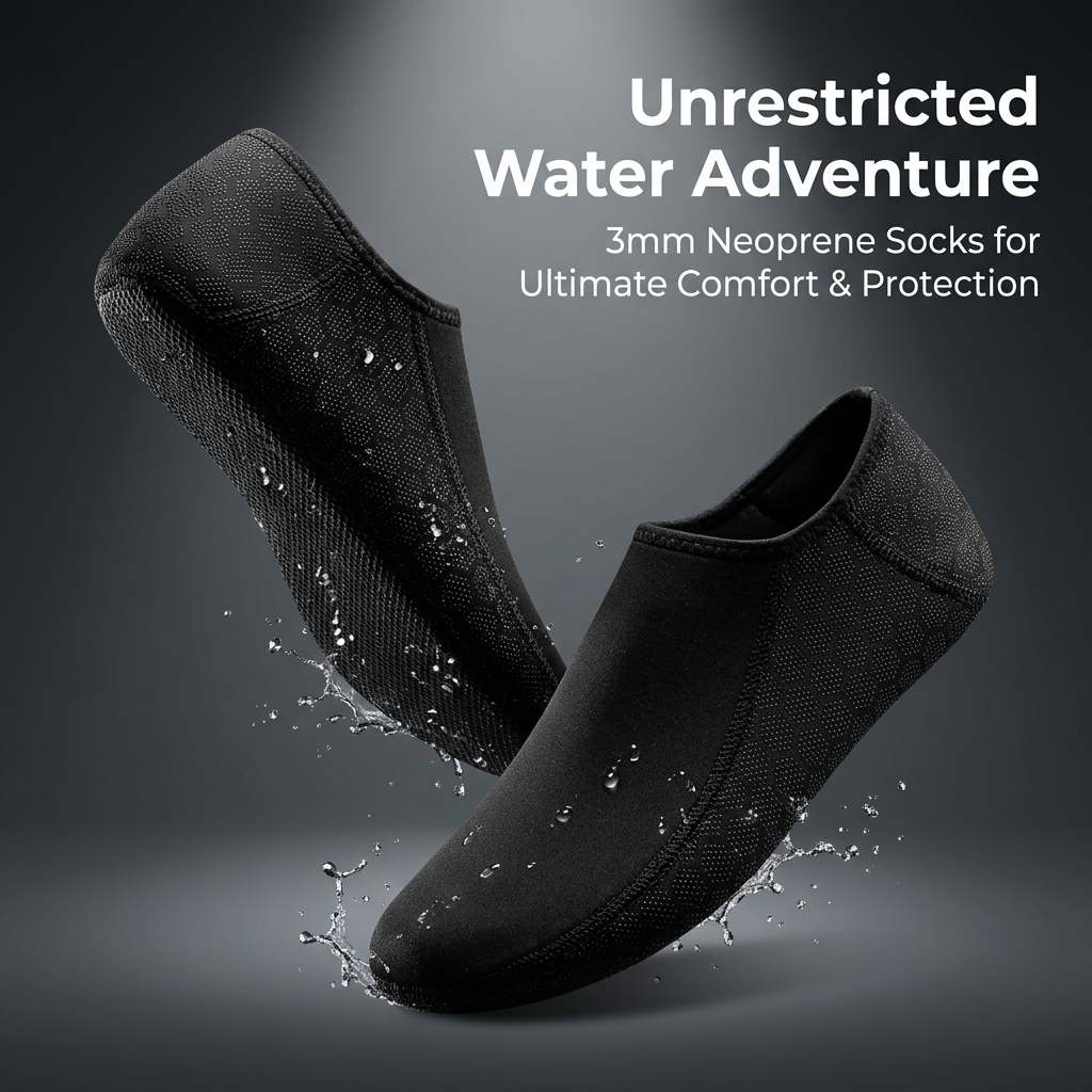 3mm Synthetic rubber Diving Socks for Swimming and Surfing, Low Top Thermal Wetsuit for Snorkeling, Unisex Open Water Footwear