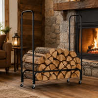 Modern Firewood Rack, Outdoor Matte Iron, Sturdy Firewood Shelf, For Camping Bonfires