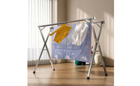 Stainless Steel Laundry Drying Rack Foldable Folding Drying Rack Extendable Clothes Horse Double Rod for Balcony