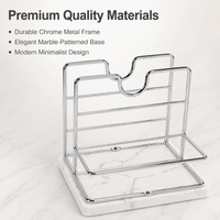 Napkin Holder for Kitchen Table, Modern Serviette Holder, Countertop Condiment Holder with Spice Rack, Weighted Non-Slip Table Caddy