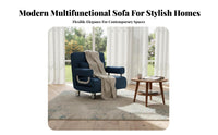 Foldable Design Single Sleeper Lounger Space-Saving Convertible Armchair Multi-Functional Folding Bed Adjustable Backrest for Office Workers, Apartment Dwellers, Students, Living Room, Balcony, Small Areas, Bedroom