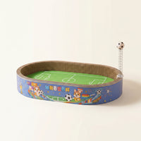 Oval Cat Scratcher with Toy Interactive Cat Scratch Bed Comfortable Corrugated Cardboard Scratcher Reversible for Kittens
