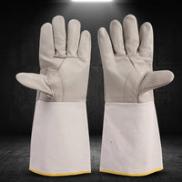 Heat Resistant Soldering Gloves with Canvas Cuffs Heavy-Duty Leather Soldering Gloves Long-Lasting Professional-Grade for Welders, Metalworkers, Blacksmiths, Metalworking, Forge Work