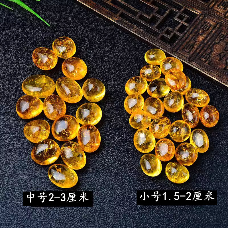 天然巴西黄水晶碎石大颗粒摆件啤酒黄把玩手把件鱼缸花盆造景装饰