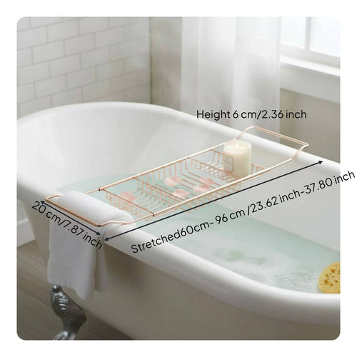 Over Tub Bath Rack Non-Slip Grip Bathtub Table with Book Holder Rustproof