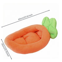 Carrot-Shaped Pet Bed Washable Cat Bed with Cooling Mat Soft Animal Lounger for Young Dogs, Kittens, Indoor, Living Room