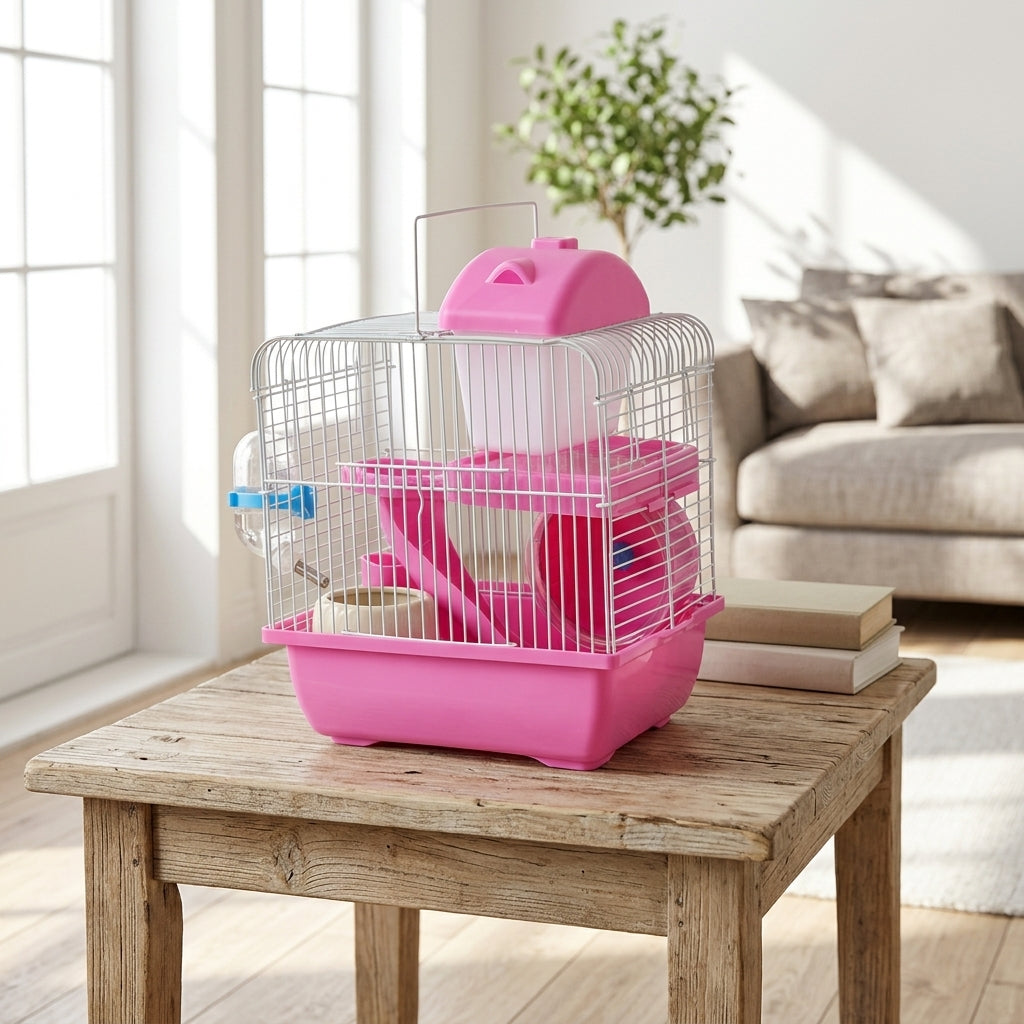 Large Hamster Cage and Luxury Villa, Two Level Rectangular House with Deep Bottom, Wire Mesh Habitat for Little Friends Small animal enclosure