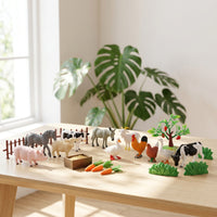 37 Pieces Detailed Miniature Farm Set with Fences Educational Farm Animal Figurines Playset Realistic Plastic Animal Figures Vibrant for Toddlers