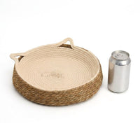 Woven Cat Bed Made of Grass Material, All Season Cat Bed for Indoor Cats, Open Woven Grass Cat Bed, Four Seasons Resting Place