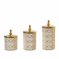 3 Pieces Elegant Design Plastic Candy Jar Set Easy to Clean Gold Accent Storage Jar Long-Lasting Airtight Food Canister Set Ideal Gift for Countertop