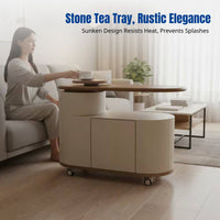 Mobile Tea Cart, Rotating Tea Table, Modern Side Cabinet for Living Room