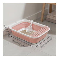 Foldable Cat Litter Tray Anti-Tracking Pedal Semi-Enclosed Litter Tray Easy to Feline Hygiene Supplies for Travel