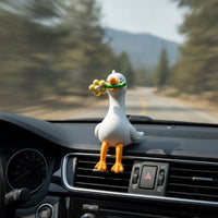 Cute Duck Figurine with Flower Adorable Dashboard Duck Mini Car Decor Miniature for Drivers