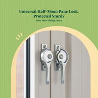 828 Half-Moon Lock, Sliding Opening Lock, Aluminum Alloy, protected Grip, secureTheft, Easy Installation, Home, Office, Bedroom