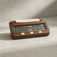 Wood-Grain Chess Clock with Paddles Battery-Operated Digital Chess Clock Portable Count down for Students