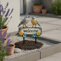 Inviting Garden Stake Rustic Charm Bird Welcome Sign Weather Resistant Bird Garden Plaque