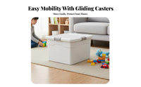Lidded Pultimatelyic Container with Wheels Large Capacity Storage Container Side Handles Stackable for Parents, Bedroom