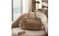 Crossbody Quilted Travel Bag Multi-Pocket Duffel Bag with Side Pockets Soft Organized for Travelers, Commuters, Weekend Trips, Gym