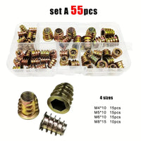 Trapezoidal Nuts with Internal and External Threads, T-Shape with Washer, Zinc Alloy, 165PCS Set