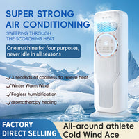 Vertical Air Cooler Fan with Heating and Humidifying, Low Noise, for Home and Office, EU Plug