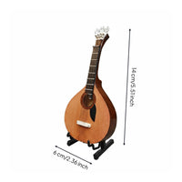 Miniature Portuguese Guitar Fine Workmanship Portuguese Guitar Model Includes Stand and Case Wooden Instrument Ornament for Music Lovers