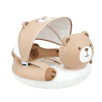 Bear-Themed Baby Pool Flotation Device with Sun Canopy Soft-Seated Baby Swim Flotation Device with Canopy Removable Swimming Float with Safety Seat Portable for Babies