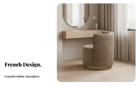 Rotating Vanity Chair Minimalist Design Plush Rotating Armchair Elegant Design Soft Upholstery for Women, Girls, Bedroom