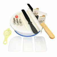Rotating Design Cake Turntable and Decorating Set All-in-All-Inclusive Cake Turntable Stainless Steel Spatulas Baking Supplies Set Food Grade Material for Home Bakers, Beginners