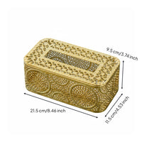 Gold Metal Tissue Box Cover Rectangular Gold Tissue Box Cover Rust-Resistant
