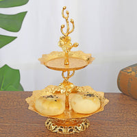2-Tier Dessert Stand Plum Blossom Decoration European Design Serving Plate