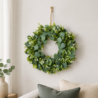 Artificial Eucalyptus Wreath, Christmas Wreath for Entry, Green Wall Decoration, Thanksgiving Party