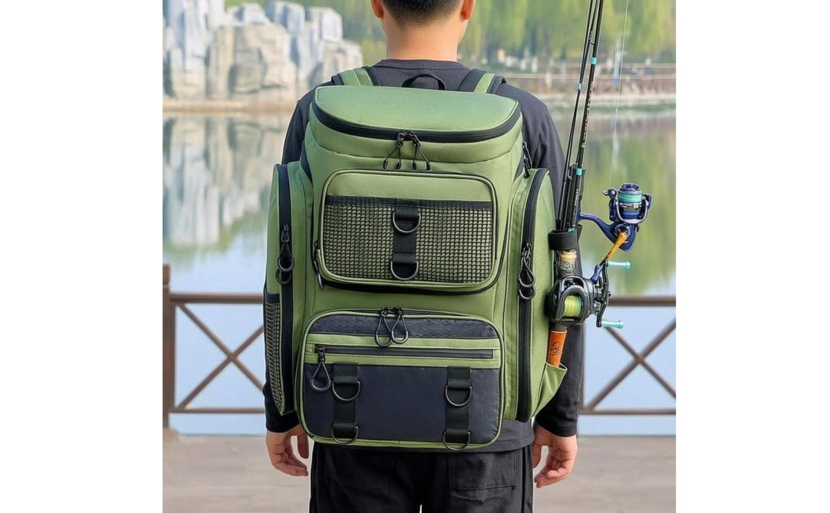 Waterproof Fishing Backpack Breathable Back Panel Fishing Backpack Oxford Textile