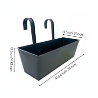 Rectangular Metal Hanging Planter Heavy-Duty Construction Rectangular Railing Planter Drainage Holes Metal Hanging Flower Pot for Indoor
