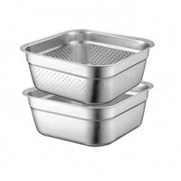 2 Pieces Nesting Basin Set Stackable Stainless Steel Basin Rolled Rim