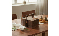 Handled Wooden Box Reusable Wooden Gift Box Burr Finish Packaging for Festivals