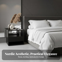 Wooden End Table with Drawer Modern Minimalist Design Bedroom Furnishing