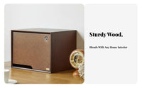 Stackable Wooden Crate with Clear Panel Natural Look Storage Box All-Purpose