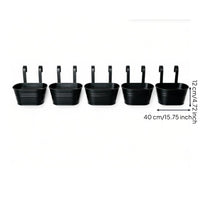 5 Pieces Hanging Planter with Hooks Oval Railing Planter Easy-to-Hang for Fence
