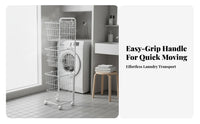 With Wheels 3 Tier Rolling Laundry Hamper Breathable Mesh 3 Tier Laundry Basket Space-Saving Storage Trolley Multi-Purpose for Families, Homeowners, Students, Bathroom, Bedroom, Dorm Room