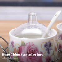 3 Pieces Easy to Clean Ceramic Seasoning Jar Set Elegant Design Ceramic Condiment Jar Set Space Saving for Adults, Countertop, Dining Table